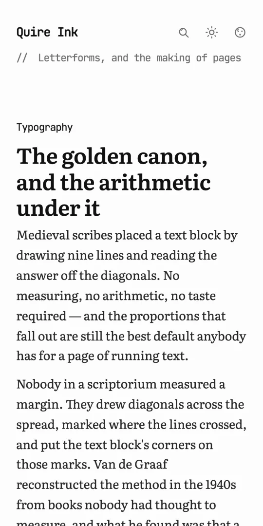 The same blog on a phone: the front page with its lead story